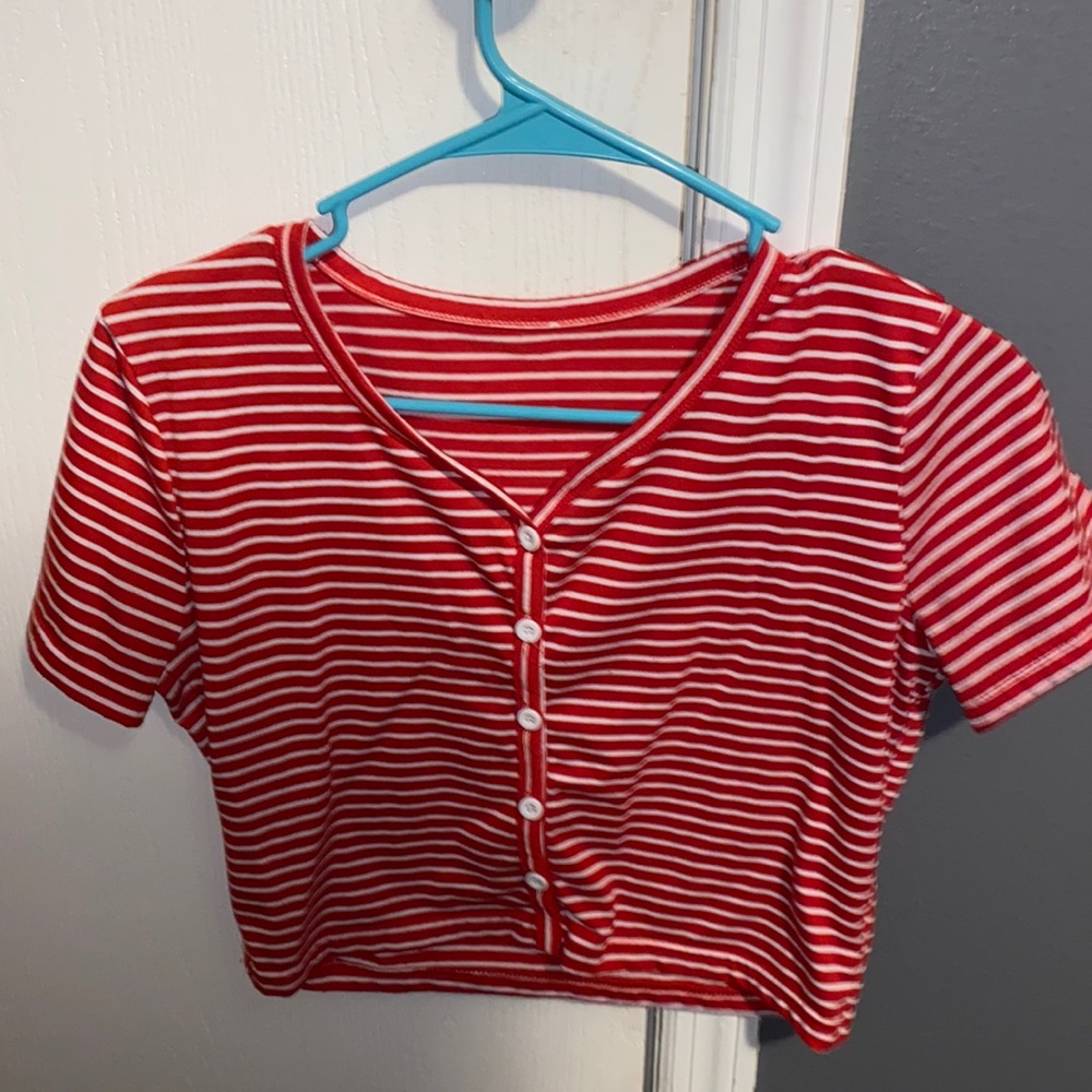 Red stripped crop top